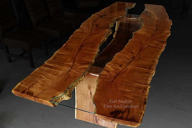 custom made slab dining table from other end